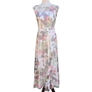 Lovely Grace Floral Mesh Maxi Dress Shimmer Garden Party Gown Size Small NWT